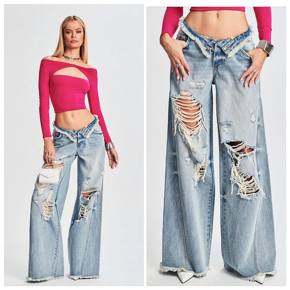 New SER.O.YA Ollie Wide Leg Jean in Coastline Size 32 or 12-14